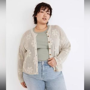 {Madewell} Plus Floral Open stitch Cardigan Sweater